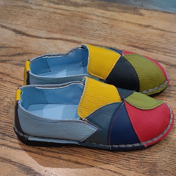 Colorful Patchwork Leather Loafers - Picture 3 of 9
